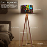 Retro Nordic Tripod Floor Lamp: 1960s Pattern Linen Shade Smart LED Remote - retro floor lamps