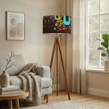 Retro Nordic Tripod Floor Lamp: 1960s Pattern Linen Shade Smart LED Remote - retro floor lamps