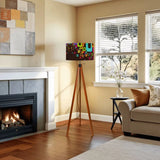 Retro Nordic Tripod Floor Lamp: 1960s Pattern Linen Shade Smart LED Remote - retro floor lamps