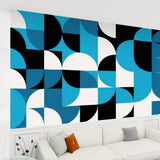 Retro Peel & Stick Wallpaper – 70s Mid Century Decor Blue - 144’’x100’’ - retro wallpaper
