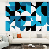 Retro Peel & Stick Wallpaper – 70s Mid Century Decor Blue - 144’’x100’’ - retro wallpaper