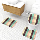 Retro Plaid Bathroom Mat Set | Retro Midcentury 3-Piece Rugs - retro bathroom