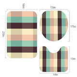Retro Plaid Bathroom Mat Set | Retro Midcentury 3-Piece Rugs - retro bathroom