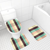 Retro Plaid Bathroom Mat Set | Retro Midcentury 3-Piece Rugs - retro bathroom