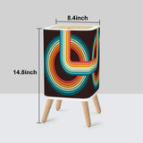 Retro Scandi Nordic Small Trash Can with Lid Geometric Rainbow Black - One Size - retro tash cans
