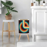 Retro Scandi Nordic Small Trash Can with Lid Geometric Rainbow Black - One Size - retro tash cans