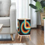 Retro Scandi Nordic Small Trash Can with Lid Geometric Rainbow Black - One Size - retro tash cans
