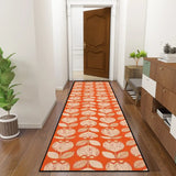 Retro Scandi Runner – Midcentury Red White Floral Rug | Multiple Sizes - 24’’x72’’ - retro runner