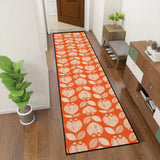 Retro Scandi Runner – Midcentury Red White Floral Rug | Multiple Sizes - retro runner