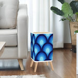 Retro Scandi Square Small Trash Can with Lid 1970s Peacock Blue Circles - One Size - retro tash cans