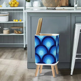Retro Scandi Square Small Trash Can with Lid 1970s Peacock Blue Circles - One Size - retro tash cans