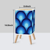 Retro Scandi Square Small Trash Can with Lid 1970s Peacock Blue Circles - One Size - retro tash cans