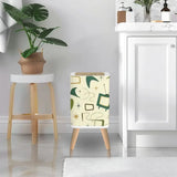 Retro Scandi Square Small Trash Can with Lid 50s Motif Pattern Beige - One Size - retro tash cans