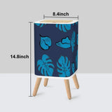 Retro Scandi Square Small Trash Can with Lid Deep Indigo Oceanic Ink Blue - One Size - retro tash cans