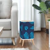 Retro Scandi Square Small Trash Can with Lid Deep Indigo Oceanic Ink Blue - One Size - retro tash cans