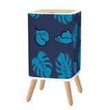 Retro Scandi Square Small Trash Can with Lid Deep Indigo Oceanic Ink Blue - One Size - retro tash cans