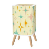 Retro Scandi Square Small Trash Can with Lid Stars Christmas Celestial Vanilla - One Size - retro tash cans