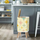 Retro Scandi Square Small Trash Can with Lid Stars Christmas Celestial Vanilla - One Size - retro tash cans