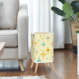 Retro Scandi Square Small Trash Can with Lid Stars Christmas Celestial Vanilla - One Size - retro tash cans