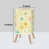 Retro Scandi Square Small Trash Can with Lid Stars Christmas Celestial Vanilla - One Size - retro tash cans