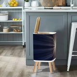 Retro Scandi Square Small Trash Can with Lid Sunburst Black White - One Size - retro tash cans