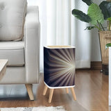 Retro Scandi Square Small Trash Can with Lid Sunburst Black White - One Size - retro tash cans