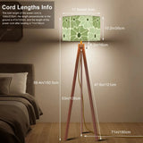 Retro Scandi Tripod Floor Lamp - Green White 70s Abstract Flowers - retro floor lamps