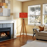 Retro Scandi Tripod Floor Lamp - Midcentury 1970s Red Geometric Light - retro floor lamps