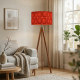 Retro Scandi Tripod Floor Lamp - Midcentury 1970s Red Geometric Light - retro floor lamps