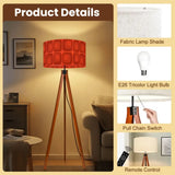 Retro Scandi Tripod Floor Lamp - Midcentury 1970s Red Geometric Light - retro floor lamps