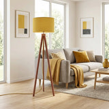 Retro Scandi Tripod Floor Lamp Ochre Warm Mustard Yellow - retro floor lamps