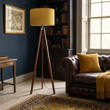 Retro Scandi Tripod Floor Lamp Ochre Warm Mustard Yellow - retro floor lamps