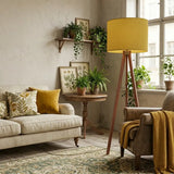 Retro Scandi Tripod Floor Lamp Ochre Warm Mustard Yellow - retro floor lamps