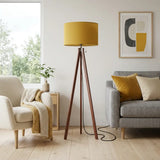 Retro Scandi Tripod Floor Lamp Ochre Warm Mustard Yellow - retro floor lamps