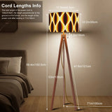 Retro Scandi Wooden Tripod Floor Lamp - 1960s Honeycomb Pattern Print - retro floor lamps