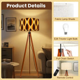 Retro Scandi Wooden Tripod Floor Lamp - 1960s Honeycomb Pattern Print - retro floor lamps
