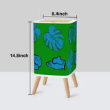 Retro Square Small Trash Can with Lid Blue Monstera on Grass Green - One Size - retro tash cans