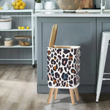 Retro Square Small Trash Can with Lid Colorful Leopard Pattern - One Size - retro tash cans