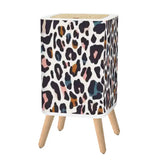Retro Square Small Trash Can with Lid Colorful Leopard Pattern - One Size - retro tash cans