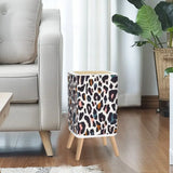 Retro Square Small Trash Can with Lid Colorful Leopard Pattern - One Size - retro tash cans