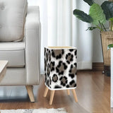 Retro Square Small Trash Can with Lid Leopardskin Pattern - One Size - retro tash cans
