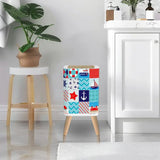 Retro Square Small Trash Can with Lid Maritime Nautical Patchwork - One Size - retro tash cans