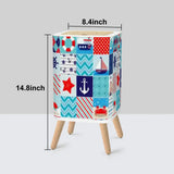 Retro Square Small Trash Can with Lid Maritime Nautical Patchwork - One Size - retro tash cans