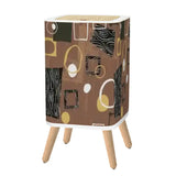 Retro Square Small Trash Can with Lid Mid Century 50s Brown Beige Black - One Size - retro tash cans
