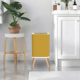 Retro Square Small Trash Can with Lid Yellow Ochre Warm Mustard - One Size - retro tash cans