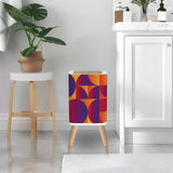 Retro Square Trash Can with Lid Abstract Punchy Colors - One Size - retro tash cans