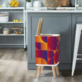 Retro Square Trash Can with Lid Abstract Punchy Colors - One Size - retro tash cans