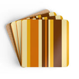 Retro Striped Midcentury Drink Coasters – Cork Back Set of 4 - retro coaster