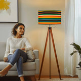Retro Striped Nordic Floor Lamp – Smart LED Lighting Tripod Legs Linen Lampshade - retro floor lamps