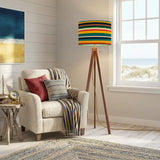 Retro Striped Nordic Floor Lamp – Smart LED Lighting Tripod Legs Linen Lampshade - retro floor lamps